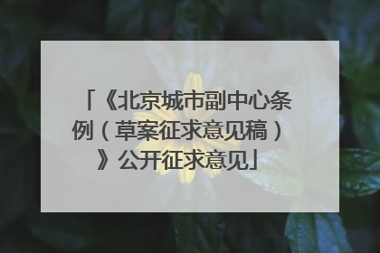 《北京城市副中心条例（草案征求意见稿）》公开征求意见