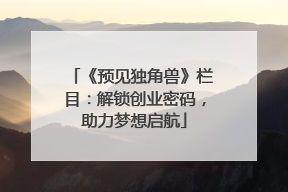 《预见独角兽》栏目：解锁创业密码，助力梦想启航