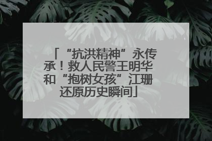 “抗洪精神”永传承！救人民警王明华和“抱树女孩”江珊还原历史瞬间