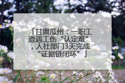 甘肃瓜州：一职工遭遇工伤“认定难”，人社部门3天完成“证据链闭环”