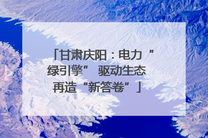 甘肃庆阳：电力“绿引擎” 驱动生态再造“新答卷”