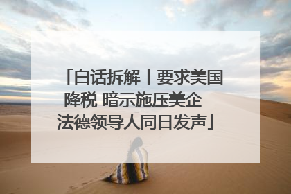白话拆解丨要求美国降税 暗示施压美企 法德领导人同日发声