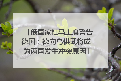 俄国家杜马主席警告德国：德向乌供武将成为两国发生冲突原因