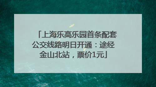 上海乐高乐园首条配套公交线路明日开通：途经金山北站，票价1元