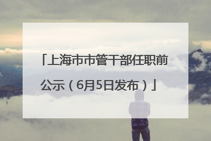 上海市市管干部任职前公示（6月5日发布）