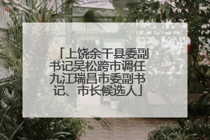 上饶余干县委副书记吴松跨市调任九江瑞昌市委副书记、市长候选人