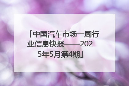 中国汽车市场一周行业信息快报——2025年5月第4期