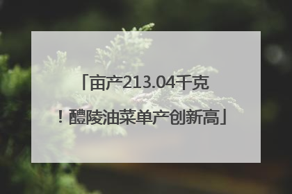 亩产213.04千克！醴陵油菜单产创新高