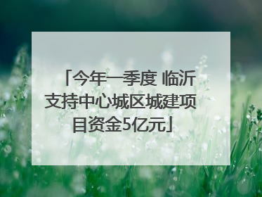 今年一季度 临沂支持中心城区城建项目资金5亿元
