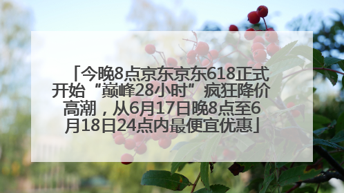 今晚8点京东京东618正式开始“巅峰28小时”疯狂降价高潮，从6月17日晚8点至6月18日24点内最便宜优惠