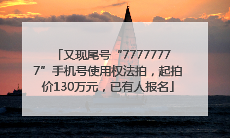 又现尾号“77777777”手机号使用权法拍，起拍价130万元，已有人报名