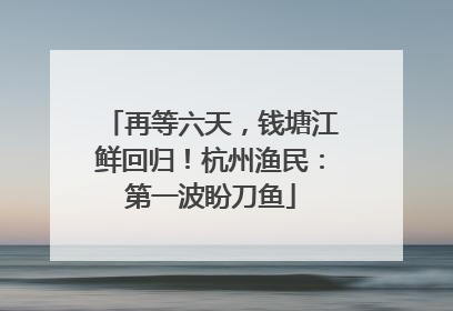 再等六天，钱塘江鲜回归！杭州渔民：第一波盼刀鱼