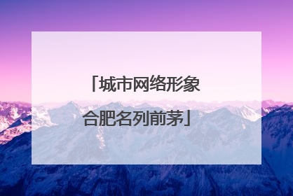 城市网络形象合肥名列前茅