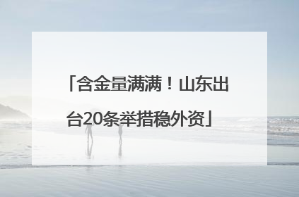 含金量满满！山东出台20条举措稳外资