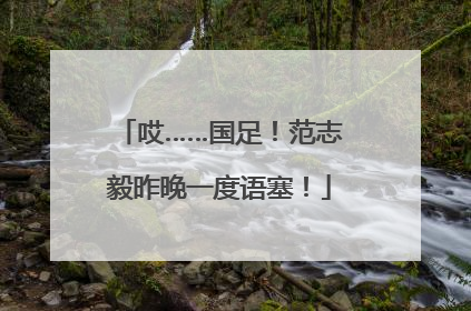 哎……国足！范志毅昨晚一度语塞！