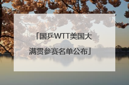 国乒WTT美国大满贯参赛名单公布