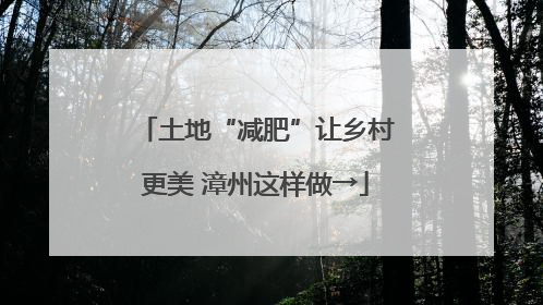 土地“减肥”让乡村更美 漳州这样做→