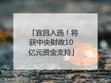 宜昌入选！将获中央财政10亿元资金支持