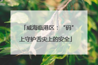威海临港区：“码”上守护舌尖上的安全
