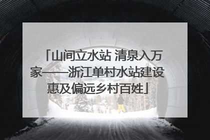 山间立水站 清泉入万家——浙江单村水站建设惠及偏远乡村百姓