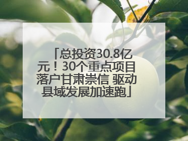 总投资30.8亿元！30个重点项目落户甘肃崇信 驱动县域发展加速跑
