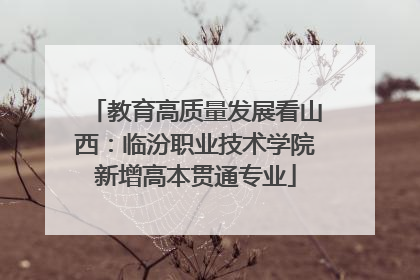 教育高质量发展看山西：临汾职业技术学院新增高本贯通专业