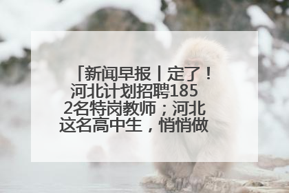 新闻早报丨定了！河北计划招聘1852名特岗教师；河北这名高中生，悄悄做了件超酷的事>>