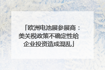 欧洲电池展参展商：美关税政策不确定性给企业投资造成混乱