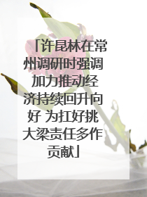 许昆林在常州调研时强调 加力推动经济持续回升向好 为扛好挑大梁责任多作贡献