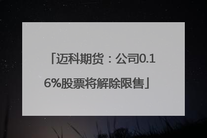 迈科期货：公司0.16%股票将解除限售