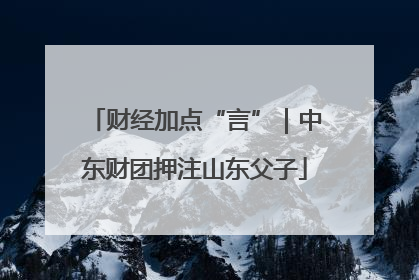 财经加点“言”｜中东财团押注山东父子