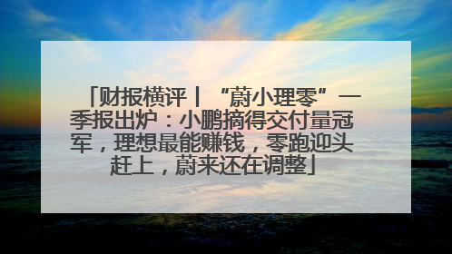 财报横评丨“蔚小理零”一季报出炉：小鹏摘得交付量冠军，理想最能赚钱，零跑迎头赶上，蔚来还在调整