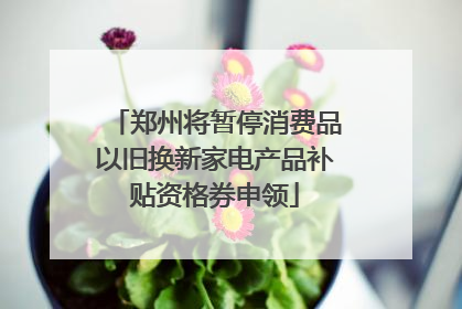 郑州将暂停消费品以旧换新家电产品补贴资格券申领