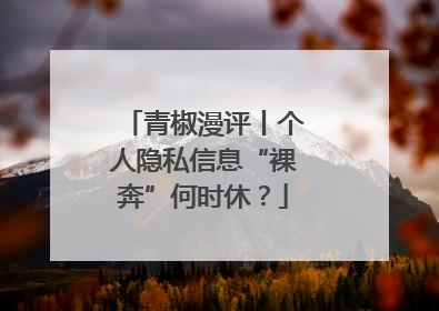 青椒漫评丨个人隐私信息“裸奔”何时休？