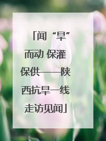 闻“旱”而动 保灌保供——陕西抗旱一线走访见闻