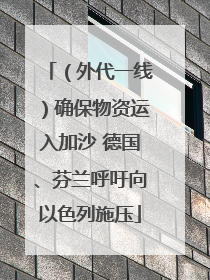 （外代一线）确保物资运入加沙 德国、芬兰呼吁向以色列施压