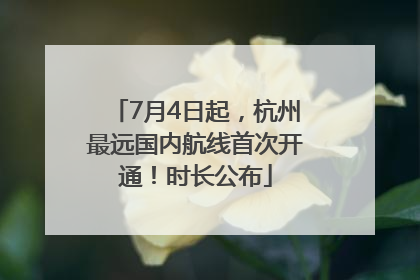 7月4日起，杭州最远国内航线首次开通！时长公布