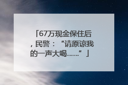 67万现金保住后，民警：“请原谅我的一声大喝……”