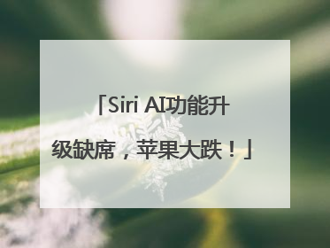 Siri AI功能升级缺席，苹果大跌！